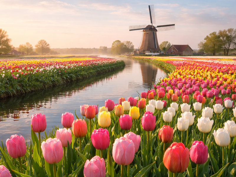 Tulpenfeld in Holland — über 3.000 Sorten gibt es weltweit